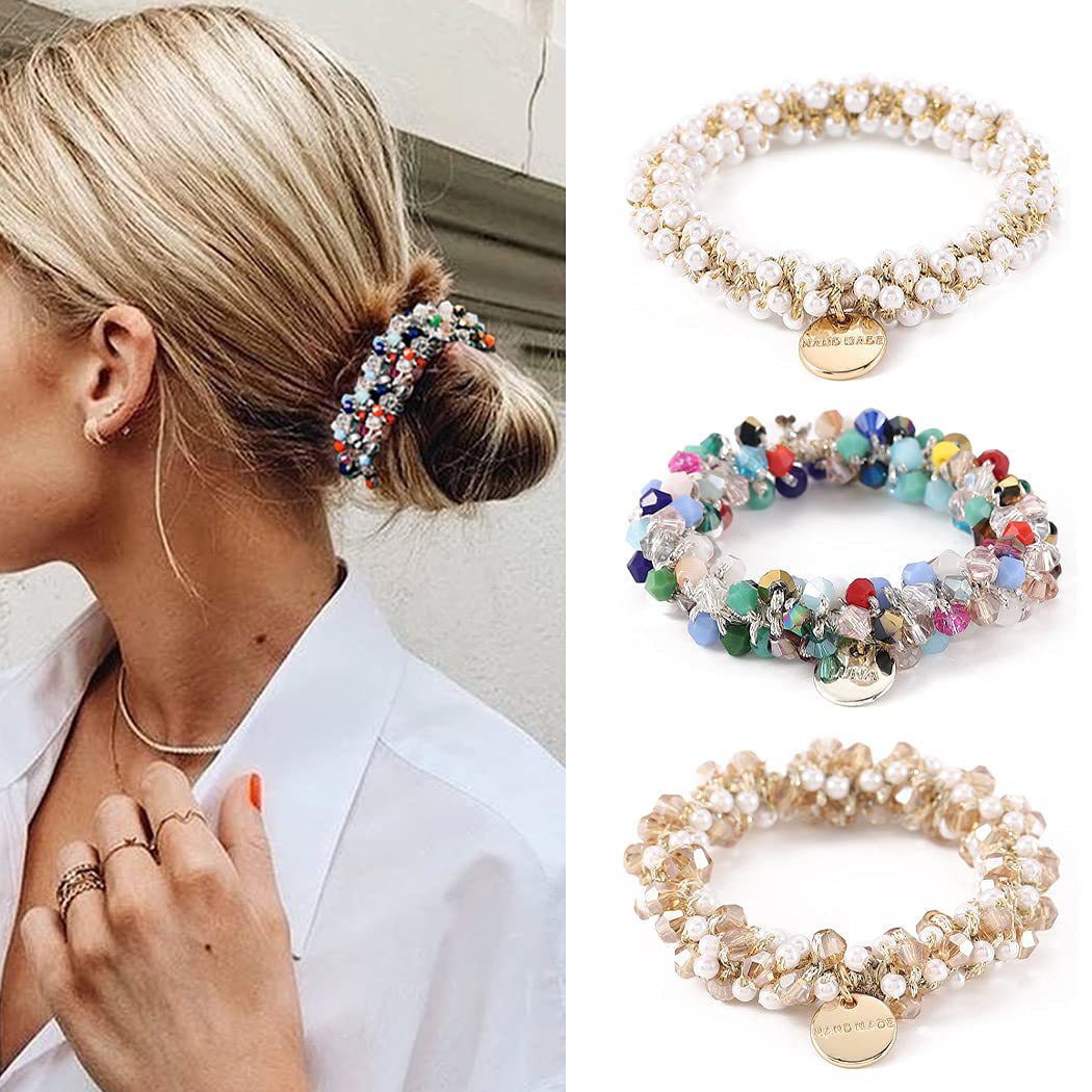 Wholesale Crystal Pearl Resin Hair Scrunchies